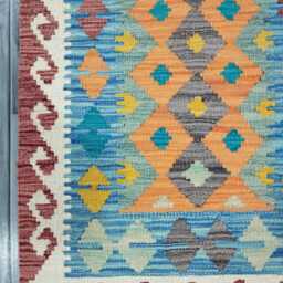 Runner Rug Classic, Handmade Artisan Afghan Turkish, Scandinavian, Navajo, Bohemian, Wool Flatweave Multicolour Kilim 199x69 cm - thumbnail 4