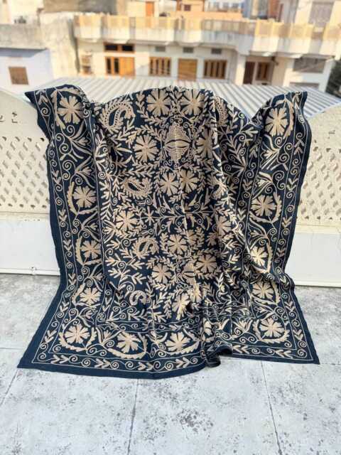 Traditional Cotton Suzani Quilt - Hand-stitched Embroidery, Vibrant Folk Textile, Reversible Boho Throw - image 1