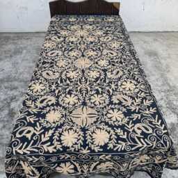 Traditional Cotton Suzani Quilt - Hand-stitched Embroidery, Vibrant Folk Textile, Reversible Boho Throw - thumbnail 2