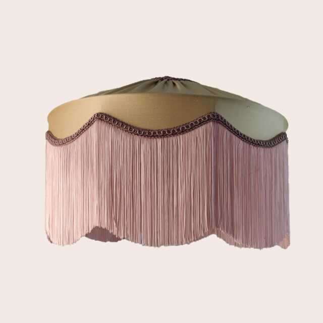 Handmade Gold Silk Lampshade With Fringe - Art Deco Style - image 1