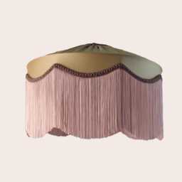 Handmade Gold Silk Lampshade With Fringe - Art Deco Style - thumbnail 1