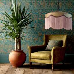Handmade Gold Silk Lampshade With Fringe - Art Deco Style - thumbnail 2
