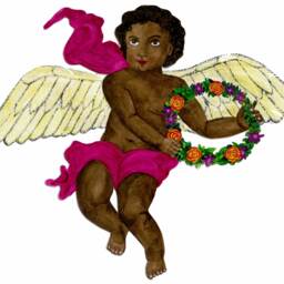 Personalize It Cherub Kid Classic - Multi-Use 10''x 12'' Diy Customize Great For Baby's 1st Christmas - Dark Skin Tone Angel Tree Topper - thumbnail 4