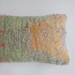Moroccan Wool Cushion Cover, Handmade Berber Pillow, Multicoloured Vintage Rug Cushion, Tribal Lumber Pillow 24''x16''/60x40 cm - thumbnail 2