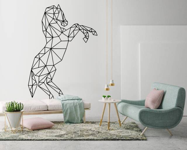 Geometric Horse Wall Decal Animal Outline Art - image 1