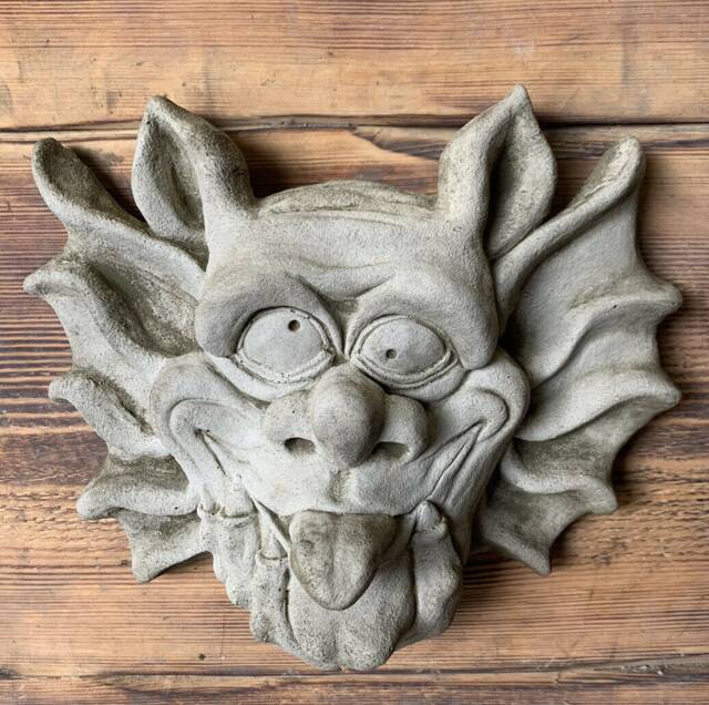 stone Garden Large Gremlin Gargoyle Tongue Out Face Wall Plaque Ornament - image 1