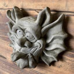 stone Garden Large Gremlin Gargoyle Tongue Out Face Wall Plaque Ornament - thumbnail 3