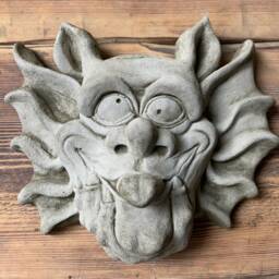 stone Garden Large Gremlin Gargoyle Tongue Out Face Wall Plaque Ornament - thumbnail 2