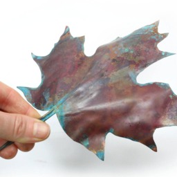 Handmade Copper Maple Leaf Sculpture Patina Art Decor - thumbnail 3
