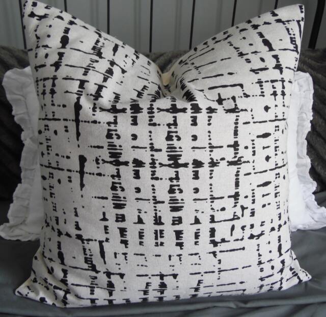Black & Natural Farmhouse Pillow Cover Kalam Duck Print, Cotton Blend - image 1