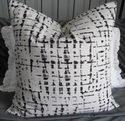 Black & Natural Farmhouse Pillow Cover Kalam Duck Print, Cotton Blend - thumbnail 1