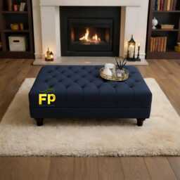 Cream Large Deep Cushioned Handmade Chesterfield Footstool Coffee Table - thumbnail 2