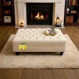 Cream Large Deep Cushioned Handmade Chesterfield Footstool Coffee Table