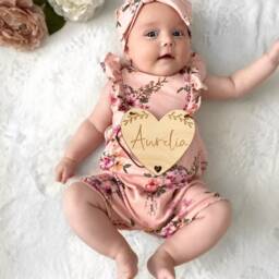 Personalised Wooden Heart Name Sign - Birth Announcement Gift - thumbnail 2