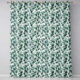 Blue Green Eucalyptus Leaves Elegant Seamless Pattern Readymade Eyelet Ring Top Thermal 100% Blackout Curtains - thumbnail 2