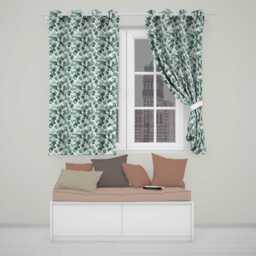 Blue Green Eucalyptus Leaves Elegant Seamless Pattern Readymade Eyelet Ring Top Thermal 100% Blackout Curtains