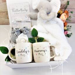 Unisex Baby Hamper Elephant Comforter, Milestone Cards, Mummy & Daddy Mugs - thumbnail 4