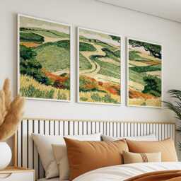 Green Rolling Hills Poster Set, Landscape Wall Art, Nature Prints - thumbnail 3