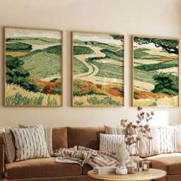 Green Rolling Hills Poster Set, Landscape Wall Art, Nature Prints - thumbnail 4