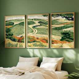 Green Rolling Hills Poster Set, Landscape Wall Art, Nature Prints - thumbnail 2