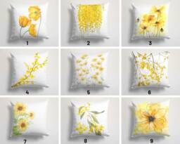 Yellow Cushion Cover/Yellow Flower Pillow Case/Spring Breeze Living Room Cover/Decorative Case/Yellow Garden Decor - thumbnail 1