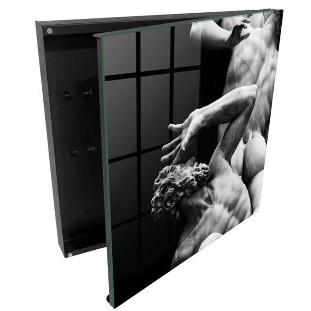 stone Emotions Wall Mounted Key Cabinet, Black Box For Wall, Classic Art, Lovers Of Classical Art - image 1