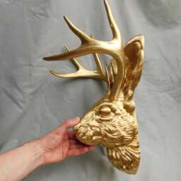 Gold Jackalope Head Wall Art Extra Large - 3D Printed Self-Assembly Mount - thumbnail 4