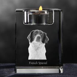 French Spaniel - Crystal Candlestick With Dog, Souvenir, Decoration, Limited Edition, Collection - thumbnail 3