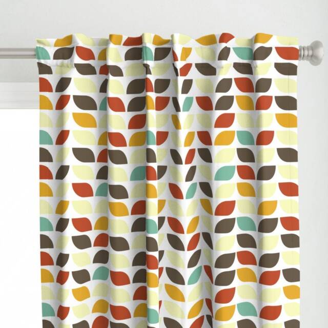 Mod Leaves Curtain Panel - Mid Century Modern Retro Geometric Autumn Custom Pattern Leaf Fall By Red_Wolf - image 1