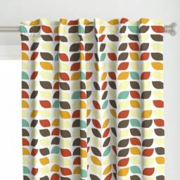 Mod Leaves Curtain Panel - Mid Century Modern Retro Geometric Autumn Custom Pattern Leaf Fall By Red_Wolf - thumbnail 1