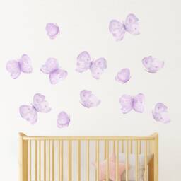 Lavender Butterfly Nursery Wall Decals Vinyl Stickers Peel Stick Removable Lilac Girls Bedroom Decor Watercolor Art - thumbnail 1