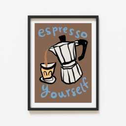 Espresso Yourself Print, Coffee Art Illustration, Kitchen Wall Art, Retro Unframed - thumbnail 4
