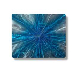 Metal Wall Art Abstract Painting Silver & Blue Modern Decor For Indoor Or Outdoor - thumbnail 2