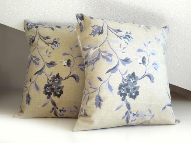 Cushion Cover, Cottage Chic, Pillow Case, 16 X 16, Blue, Grey, Flower Roses Cover - image 1