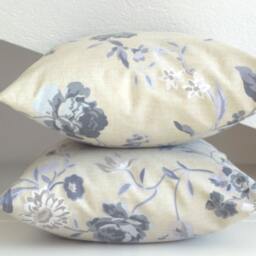 Cushion Cover, Cottage Chic, Pillow Case, 16 X 16, Blue, Grey, Flower Roses Cover - thumbnail 2