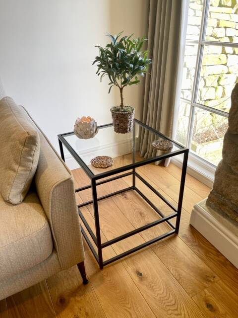 Aria Glass Metal Side Table - Dark Bronze - image 1