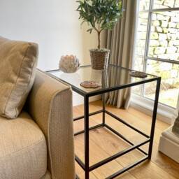Aria Glass Metal Side Table - Dark Bronze - thumbnail 2