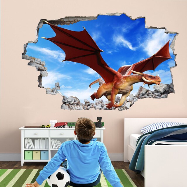 Dragon Fantasy Wall Sticker Mural Decal Print Art Kids Bedroom Decor Gm1 - image 1