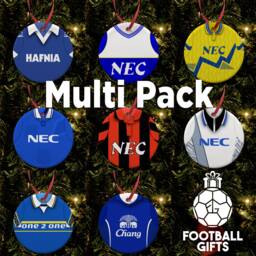 Everton Retro Home & Away Shirts Classic Kits Christmas Tree Decoration Bauble Flat Ceramic - Great Gift Multi Pack Of 4 Or 8 - thumbnail 1