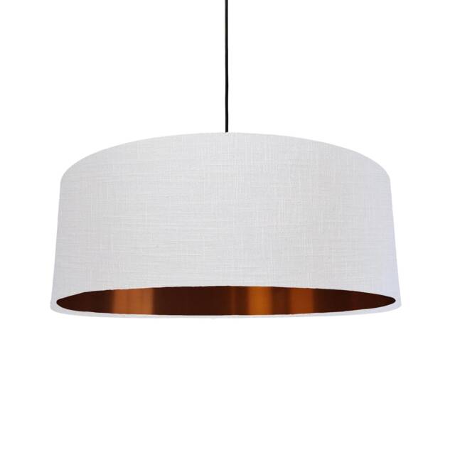 Extra Large White Lampshade in Linen With Copper Lining - image 1