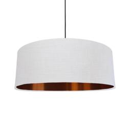 Extra Large White Lampshade in Linen With Copper Lining - thumbnail 1