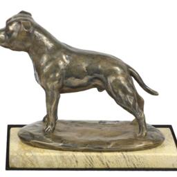 Staffordshire Bull Terrier, Dog Sand Marble Base Statue, Limited Edition, Artdog. Made Of Cold Cast Bronze. Perfect Gift. Limited Edition - thumbnail 2
