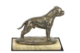 Staffordshire Bull Terrier, Dog Sand Marble Base Statue, Limited Edition, Artdog. Made Of Cold Cast Bronze. Perfect Gift. Limited Edition