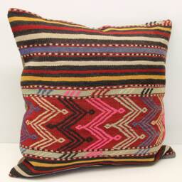 Large Kilim Pillow Cover 24x24, Rustic Turkish Home Decor - thumbnail 1