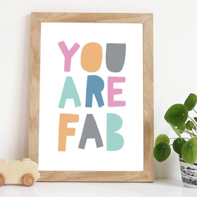 Girls Nursery Prints, You Are Fab Print, Quotes, Girl Bedroom Positive Decor, Wall Art, Muted - image 1