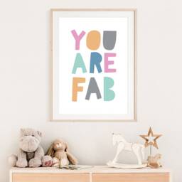 Girls Nursery Prints, You Are Fab Print, Quotes, Girl Bedroom Positive Decor, Wall Art, Muted - thumbnail 3