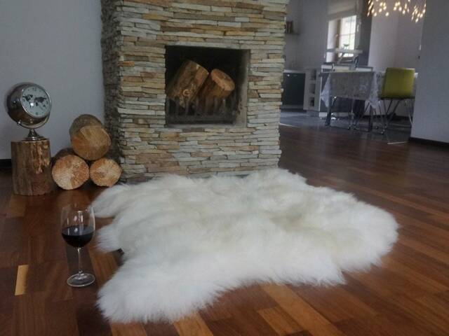 Giant Sheepskin Double White Throw Genuine Leather Sheep Skin 46 - image 1