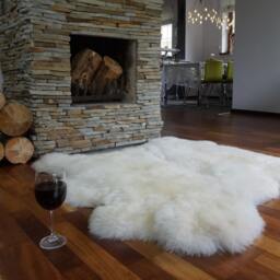 Giant Sheepskin Double White Throw Genuine Leather Sheep Skin 46 - thumbnail 2