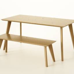 Rectangular Solid Oak Dining Table & Bench Set, Handmade Mid-Century Modern Scandinavian - thumbnail 2