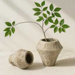 Japanese Wooden Flower Vase Rustic Home Decor, Natural Wood - thumbnail 1